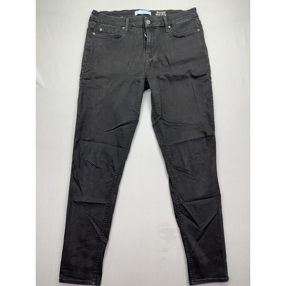 7 For All Mankind Jeans Womens 31 Mid Rise The Ankle Skinny Black B(air)‎ Denim